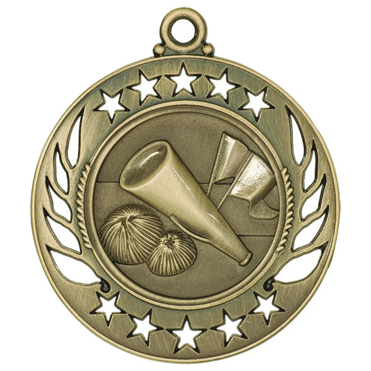 Antique Gold 2 1/4" Cheer Galaxy Medal