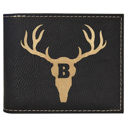 Black/Gold Laserable Leatherette Bi-Fold Wallet w/Flip ID Display