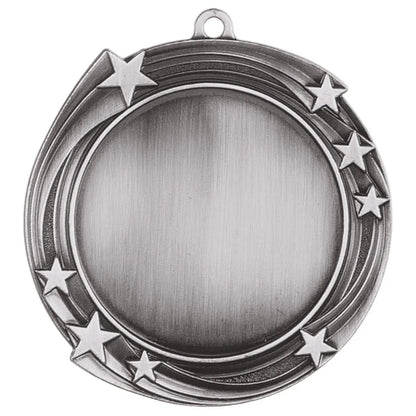 Antique Silver 2 3/4" Swirling Star 2" Insert Holder Medal