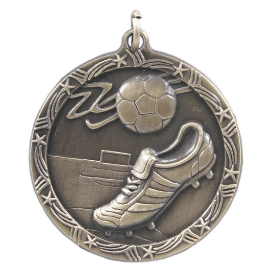 Antique Gold 1 3/4" Soccer Shooting Star Medal