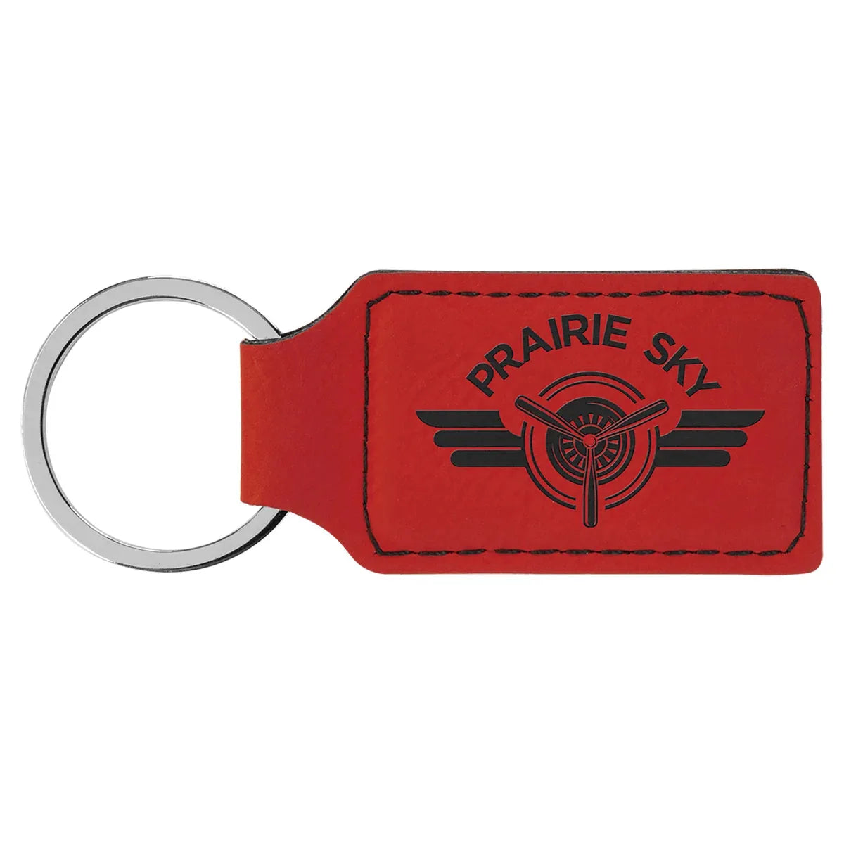 Red 2 3/4" x 1 1/4" Laserable Leatherette Rectangle Keychain