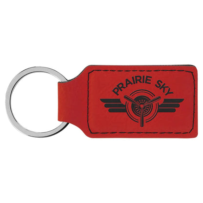 Red 2 3/4" x 1 1/4" Laserable Leatherette Rectangle Keychain
