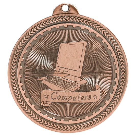 Antique Bronze 2" Computers Laserable BriteLazer Medal