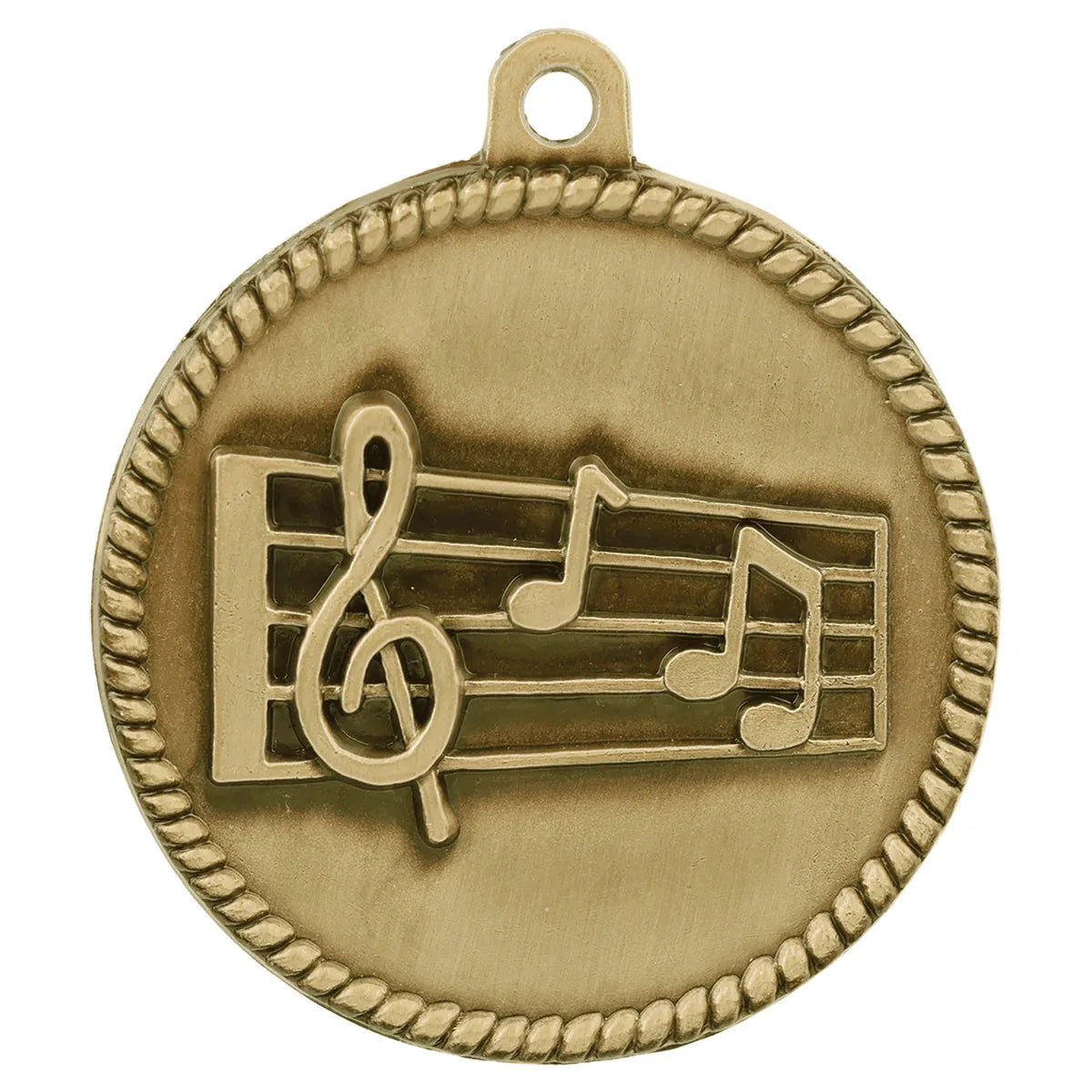 Antique Gold 2" Music High Relief Medal