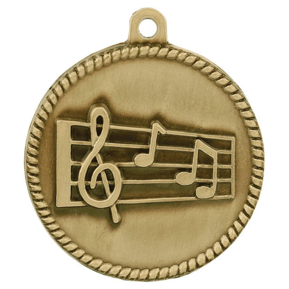 Antique Gold 2" Music High Relief Medal