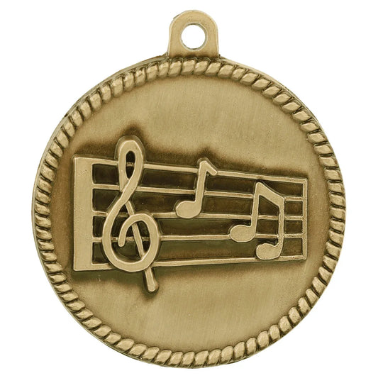 Antique Gold 2" Music High Relief Medal