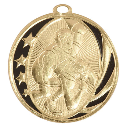 Bright Gold 2" Wrestling Laserable MidNite Star Medal