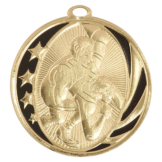 Bright Gold 2" Wrestling Laserable MidNite Star Medal
