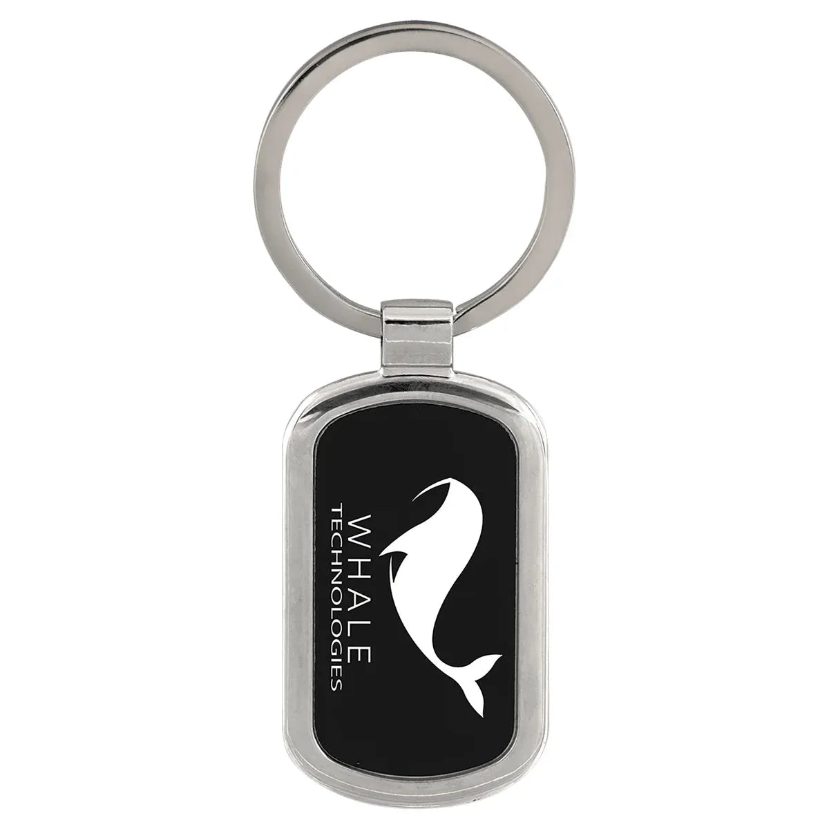 Black 1 1/8" x 1 7/8" Laserable Rectangle Keychain