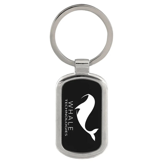 Black 1 1/8" x 1 7/8" Laserable Rectangle Keychain