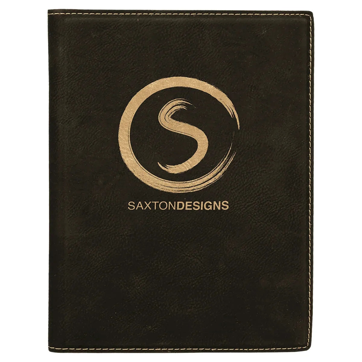 Black/Gold 7" x 9" Laserable Leatherette Small Portfolio with Notepad