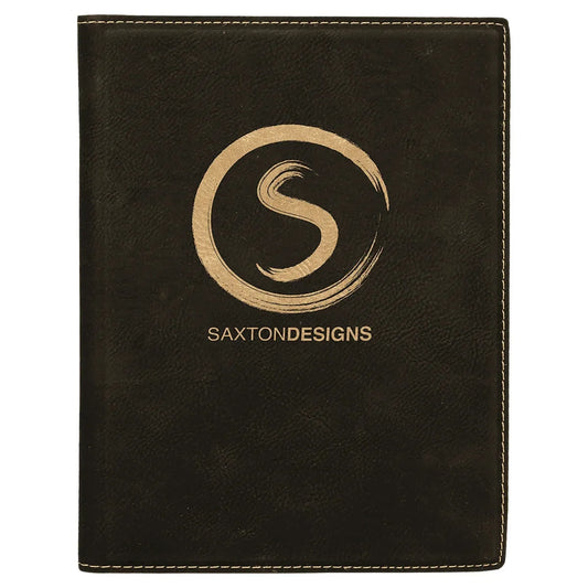 Black/Gold 7" x 9" Laserable Leatherette Small Portfolio with Notepad
