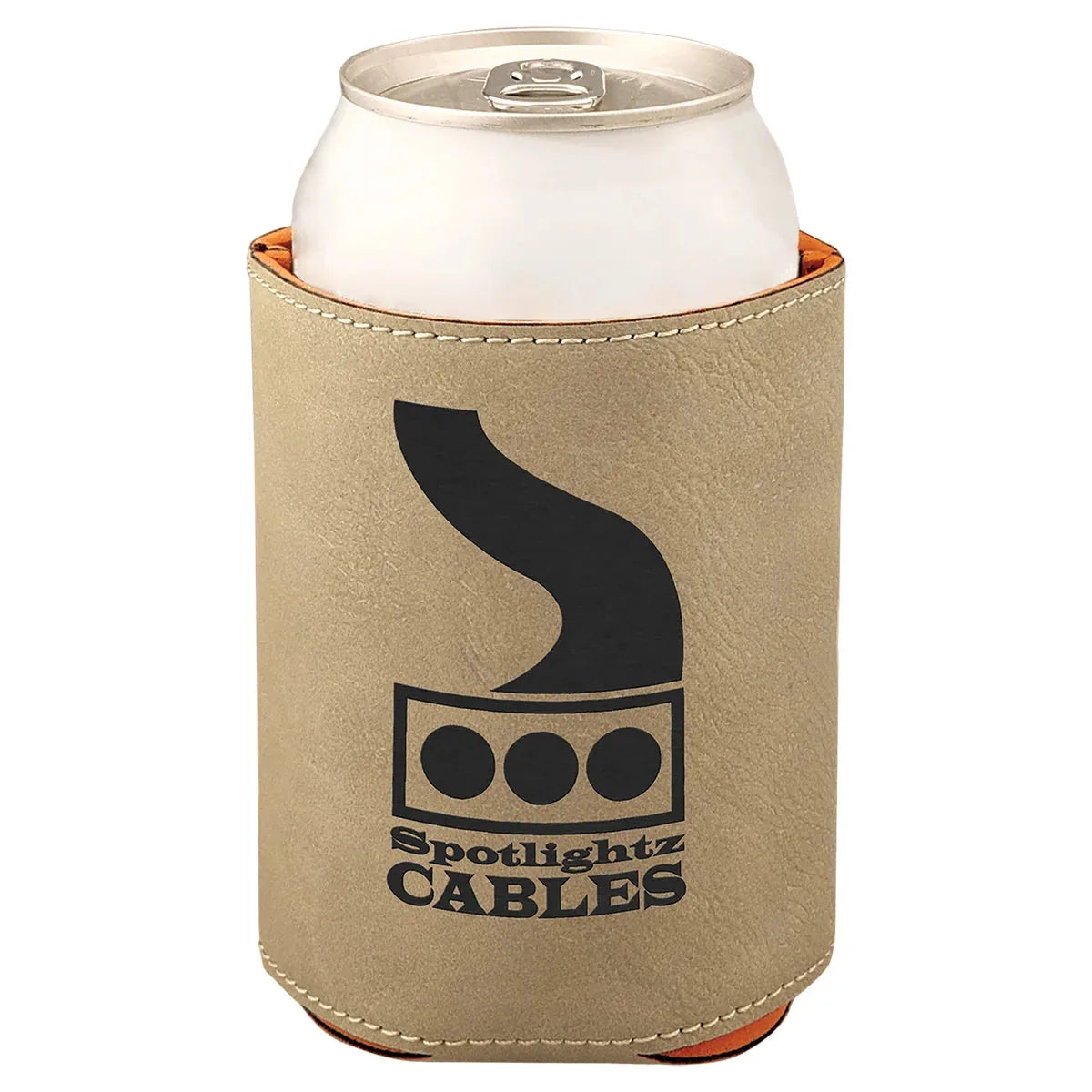 Light Brown 3 3/4" Laserable Leatherette Beverage Holder