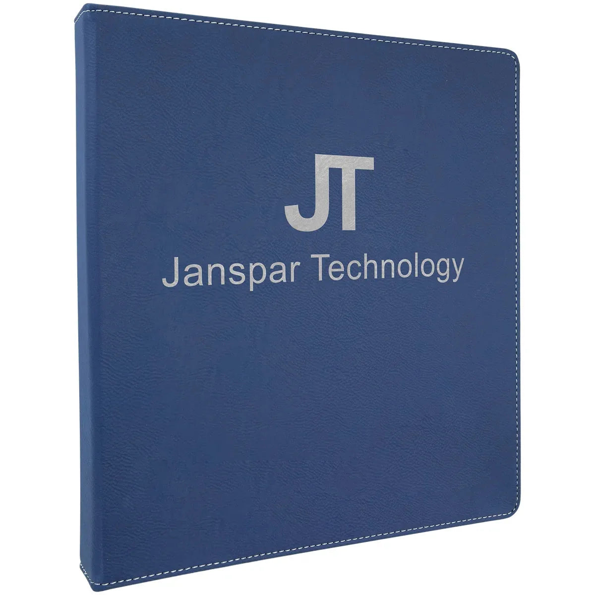 Blue/Silver 10 1/2" x 11 1/2" Laserable Leatherette 3 Ring Binder with 1" Slant D Rings