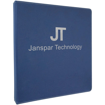 Blue/Silver 10 1/2" x 11 1/2" Laserable Leatherette 3 Ring Binder with 1" Slant D Rings