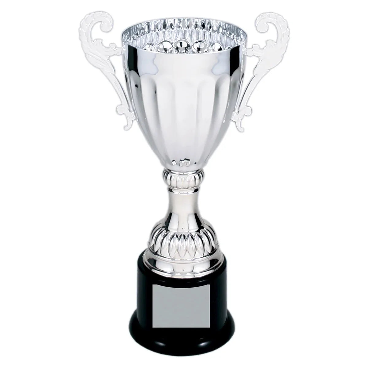 Silver 2 8 3/4" Completed Metal Cup Trophy on Plastic Base