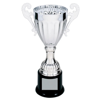 Silver 2 8 3/4" Completed Metal Cup Trophy on Plastic Base