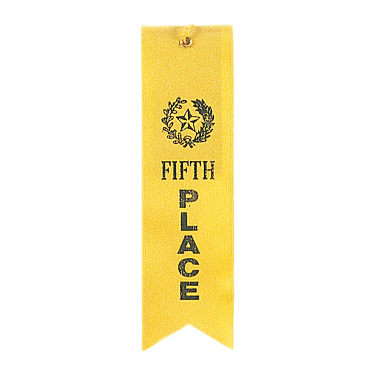 Yellow 5th Place Carded Ribbon with String