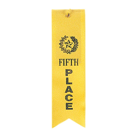 Yellow 5th Place Carded Ribbon with String