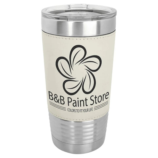 White Black Polar Camel 20 oz. Laserable Leatherette Tumbler with Clear Lid