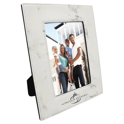 White Marble 5" x 7" Laserable Leatherette Photo Frame