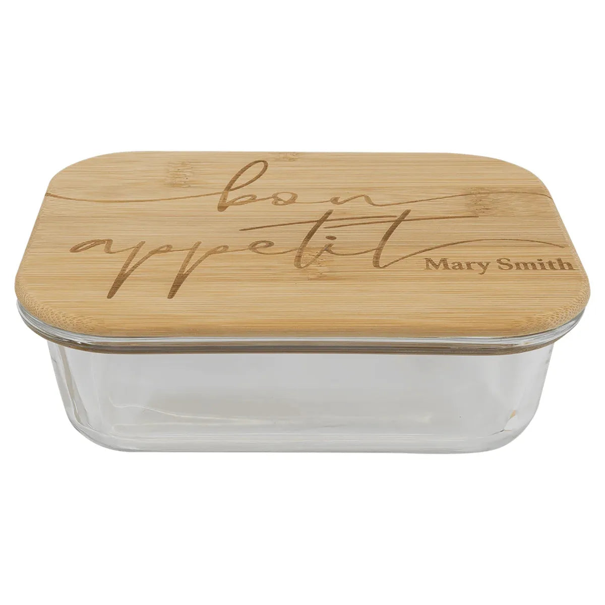 21 oz. Rectangle Glass Container with Bamboo Lid