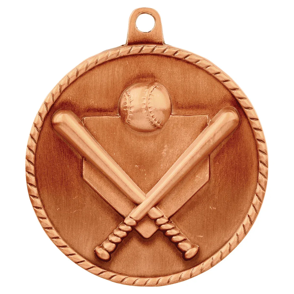 Antique Bronze 2" Baseball/Softball High Relief Medal