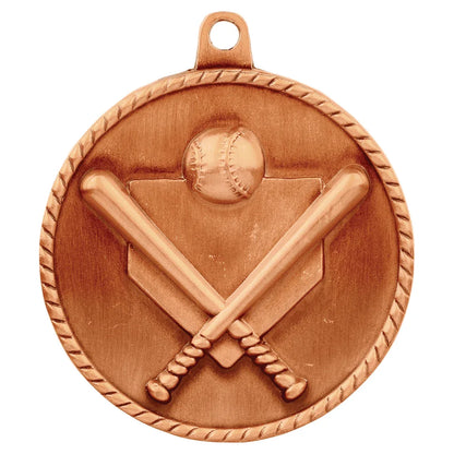 Antique Bronze 2" Baseball/Softball High Relief Medal