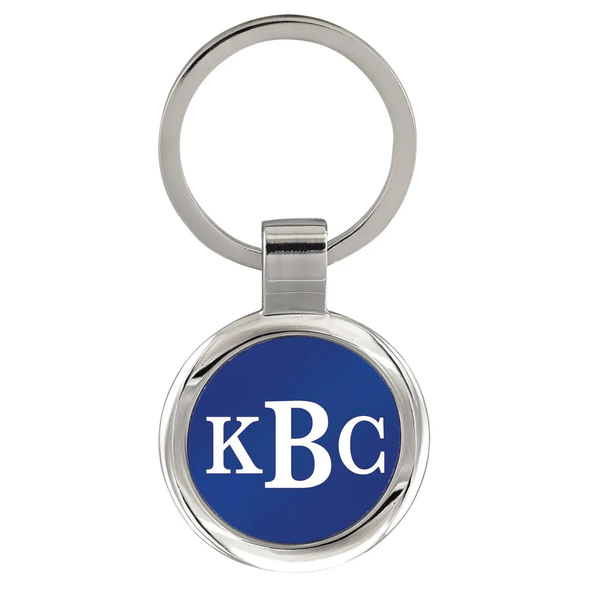 3" Blue Laserable Round Keychain
