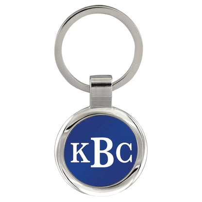 3" Blue Laserable Round Keychain