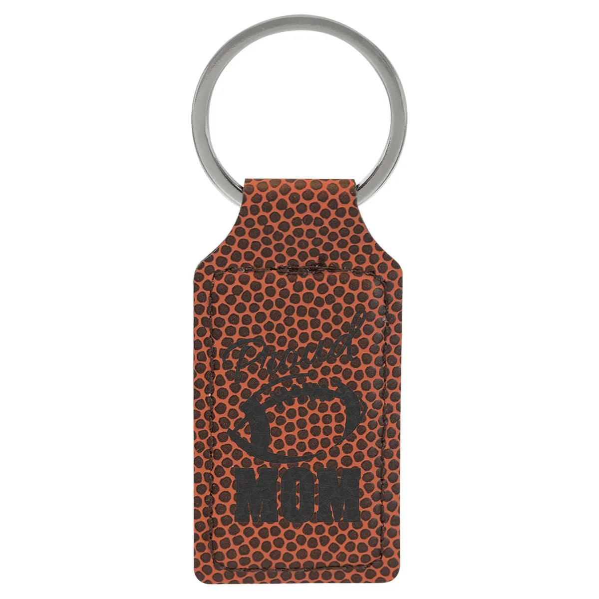 Football 2 3/4" x 1 1/4" Laserable Leatherette Rectangle Keychain