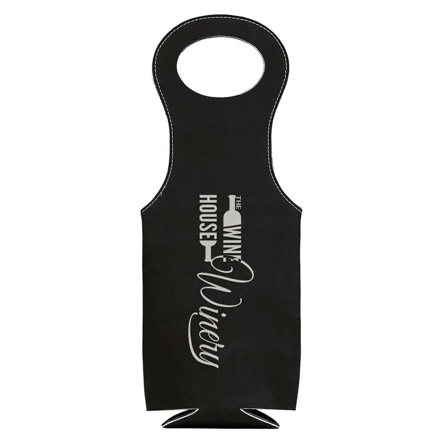 Black/Silver Laserable Leatherette Wine Bag