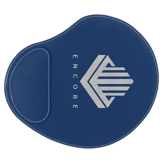 Blue/Silver 9" x 10 1/4" Laserable Leatherette Mouse Pad