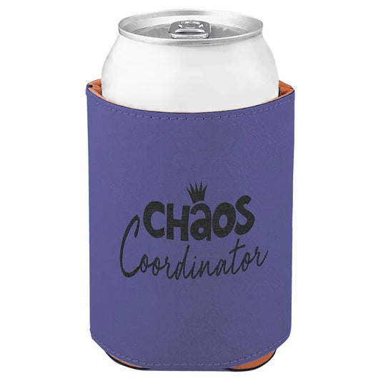 Purple 3 3/4" Laserable Leatherette Beverage Holder