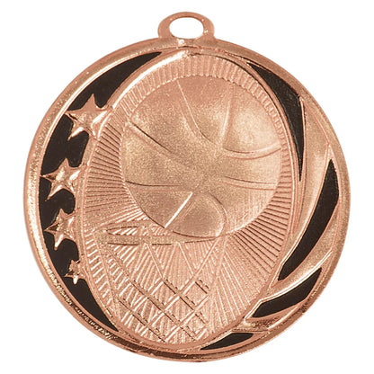 Bright Bronze 2" Basketball Laserable MidNite Star Medal