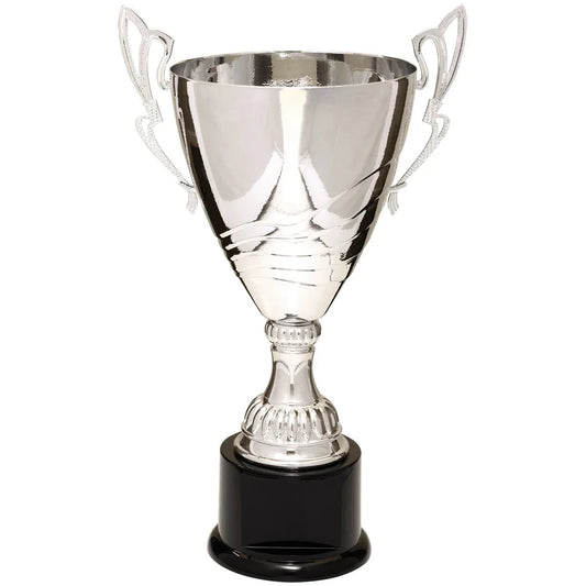 Silver 16 3/4" Completed Metal Cup Trophy on Plastic Base