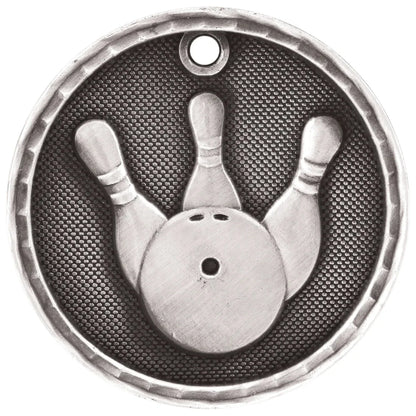Antique Silver 2" 3D Bowling Medal