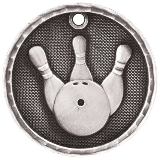 Antique Silver 2" 3D Bowling Medal