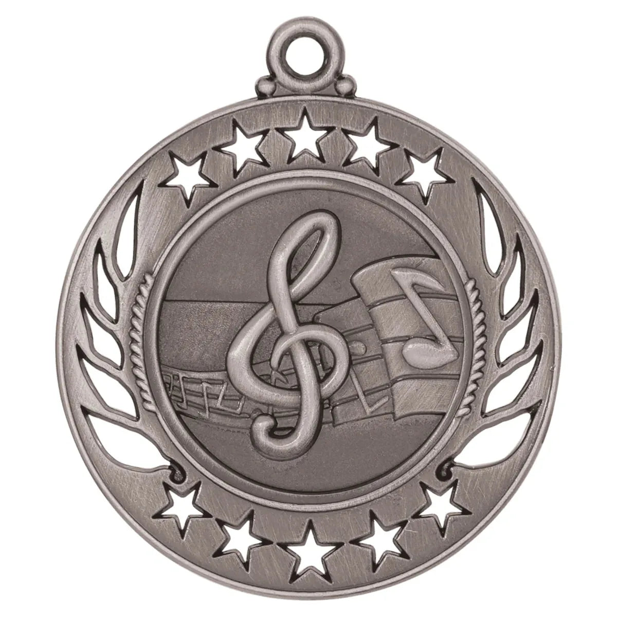 Antique Silver 2 1/4" Music Galaxy Medal