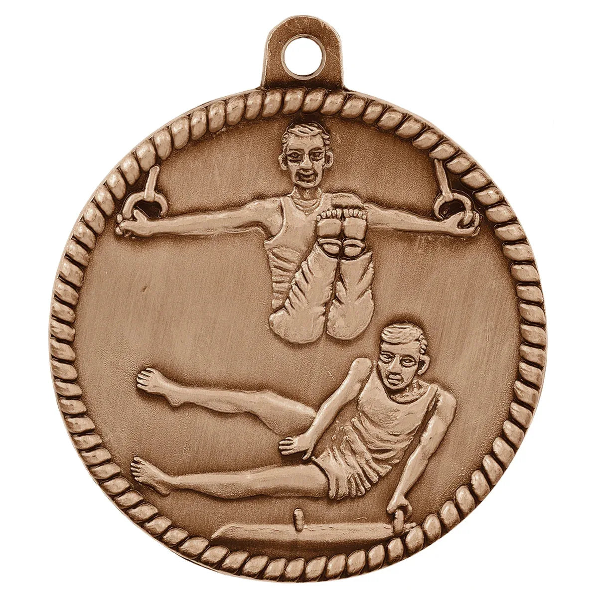 Antique Bronze 2" Male Gymnastics High Relief Medal