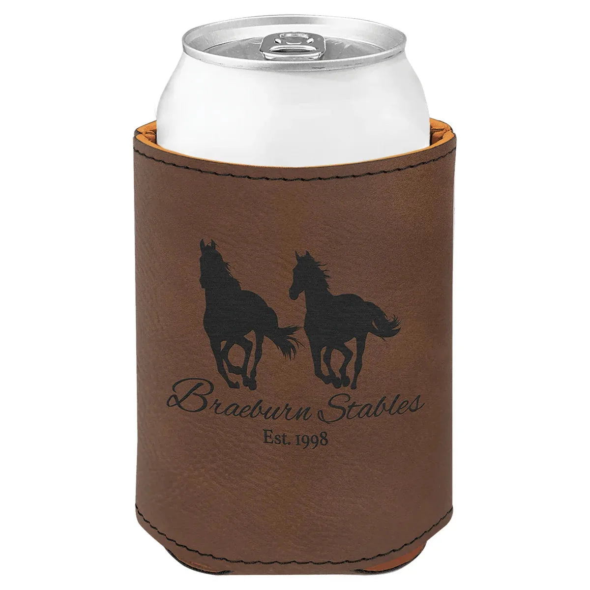 Dark Brown 3 3/4" Laserable Leatherette Beverage Holder