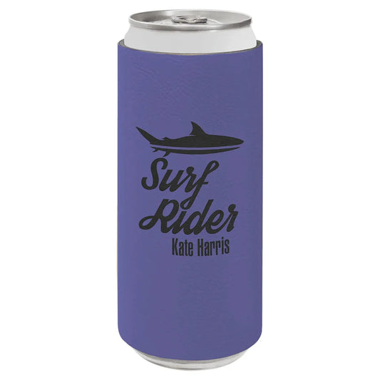 Purple Laserable Leatherette Slim Beverage Holder