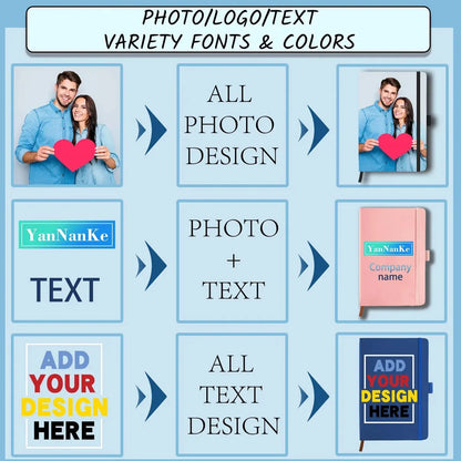 Custom Leather Notebook Personalized Journals Notebook with Logo Photo for Women Men Customized College Ruled Notebooks Daily Journals for Writing Business Work Office — Custom Branded Journal | Laser Engraved - Image 6