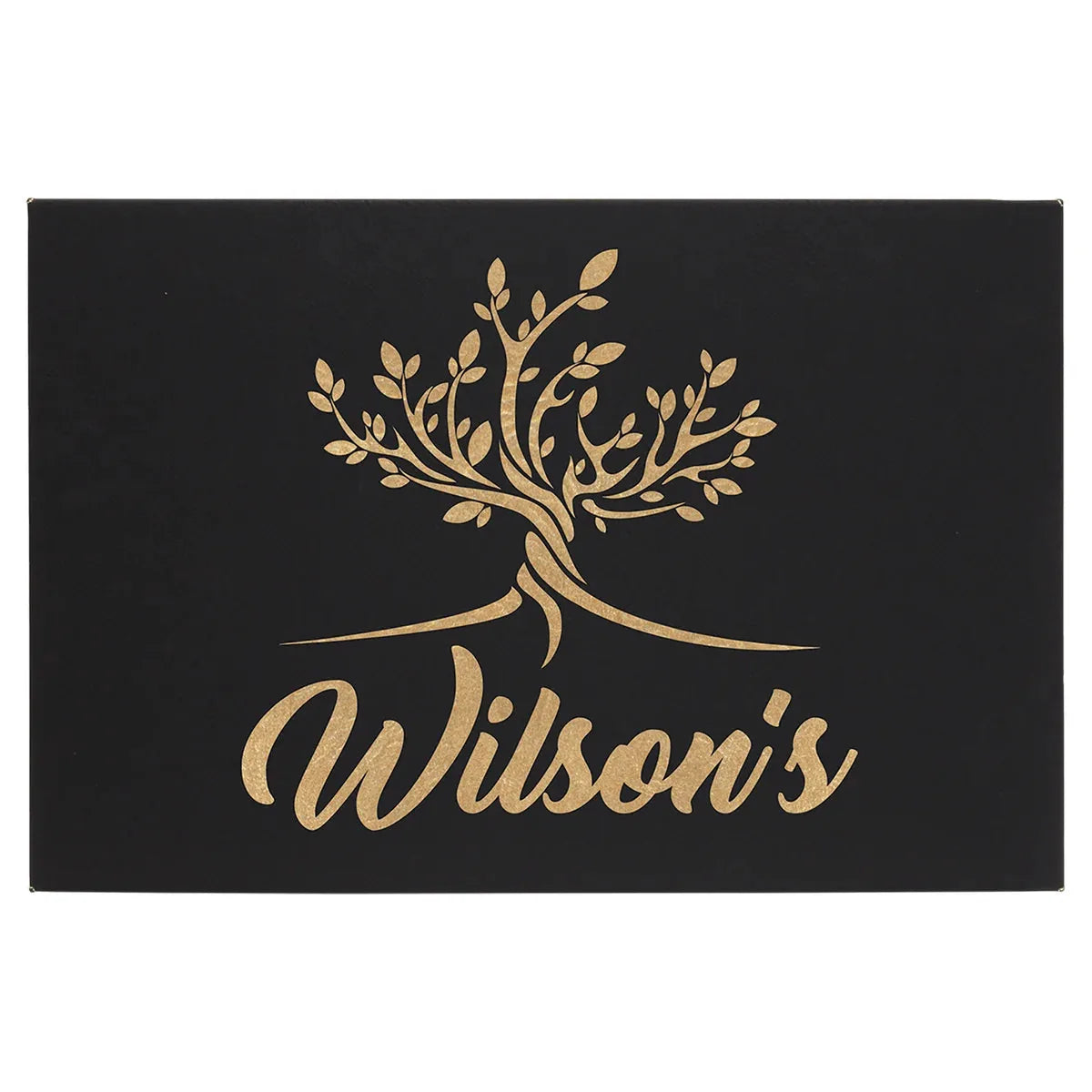 Black/Gold 12" x 18" Laserable Leatherette Wall Decor with Sawtooth Hanger