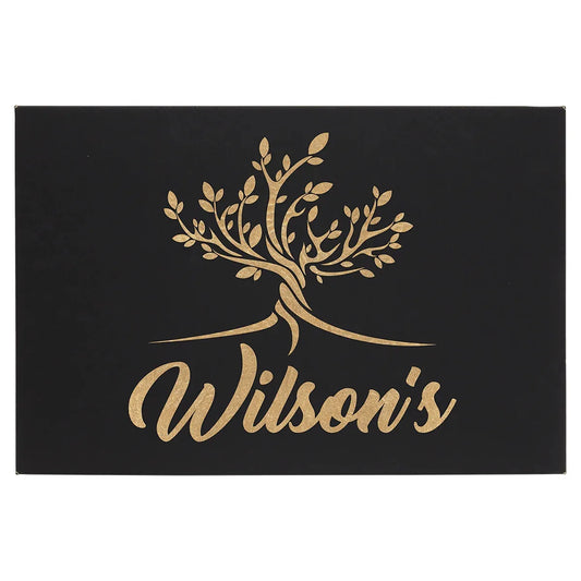 Black/Gold 12" x 18" Laserable Leatherette Wall Decor with Sawtooth Hanger