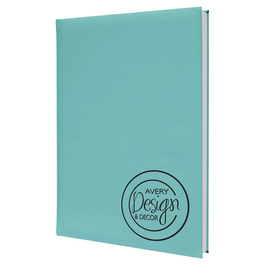 Teal 7" x 9 3/4" Laserable Leatherette Sketch Book with Unlined Notepad