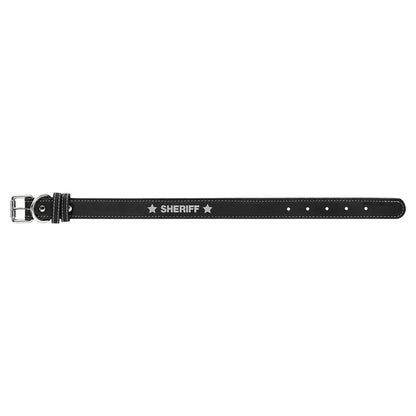 Black/Silver Small 15" x 3/4" Laserable Leatherette Dog Collar