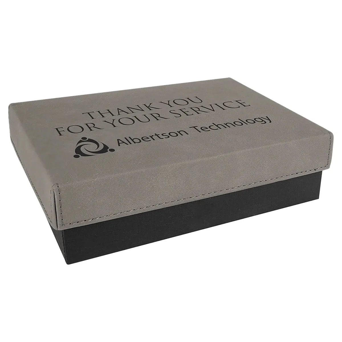 Gray 7 3/8" x 5 3/4" Gift Box with Laserable Leatherette Lid