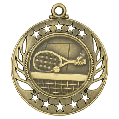 Antique Gold 2 1/4" Tennis Galaxy Medal