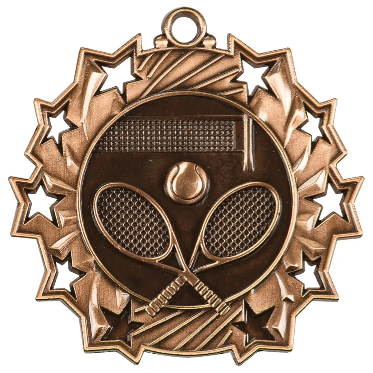 Antique Bronze 2 1/4" Tennis Ten Star Medal